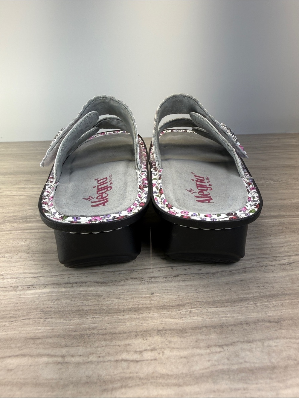 Alegria Slide Sandals SDR-7445X Floral Double-Strap Comfort Platform 37 EU White - Picture 3 of 8